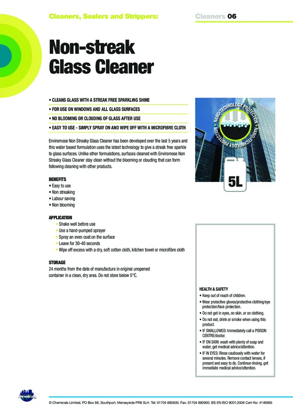 Glass Cleaner Datasheet PDF 